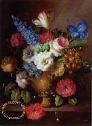 unknow artist, Floral, beautiful classical still life of flowers.072